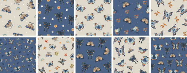 moth butterfly 8 seamless pattern design
