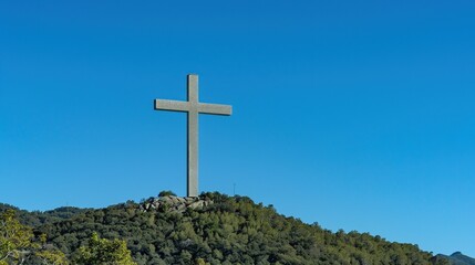 Big cross on the top of the mountain