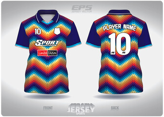 EPS jersey sports shirt vector.rainbow wavy pattern design, illustration, textile background for V-neck poloshirt, football jersey poloshirt.eps