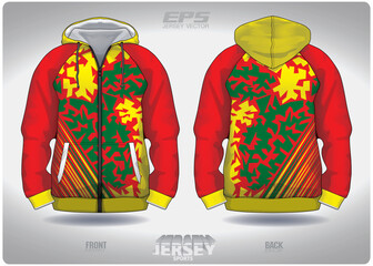EPS jersey sports shirt vector.red yellow green broken stone pattern design, illustration, textile background for sports long sleeve hoodie.eps