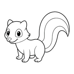 Vector cartoon cute Skunk coloring page for kids