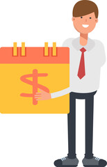 Businessman Character and Payment Date Calendar
