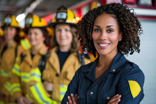 brave women police officers and firefighters in uniform, honoring their courage and selflessness on International Women's Day, March 8th