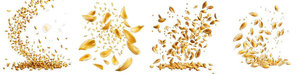 Flying corn seeds Hyperrealistic Highly Detailed Isolated On Transparent Background Png File