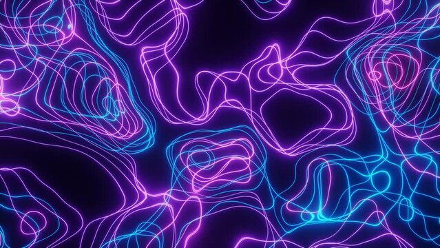 abstract futuristic holographic background with glowing colorful animated lines, 4k seamless loop