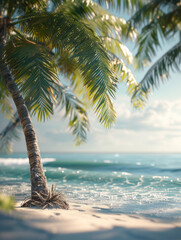 Palm tree on the sea beach