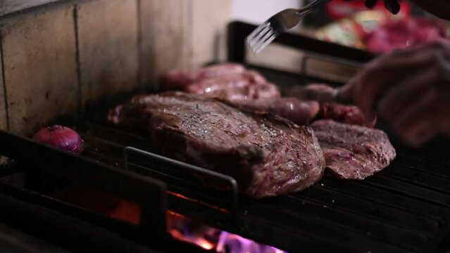 Perfect Argentinian grilled meat cooking