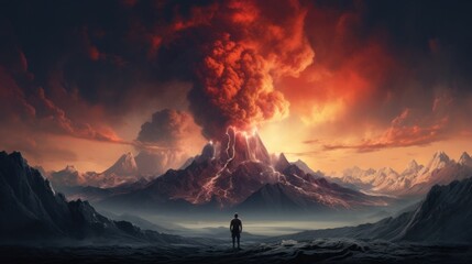 Biblical judgment, day. Beautiful volcanic eruption