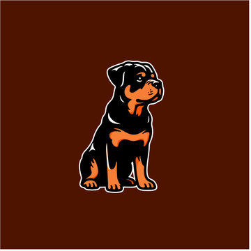 rottweiler dog sit vector silhouette