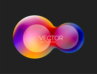 Beautiful flowing round shapes and circles abstract background. Liquid color bubble composition