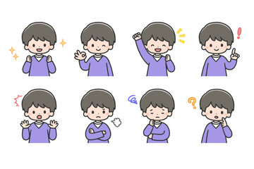 いろいろな表情の男の子セット　上半身