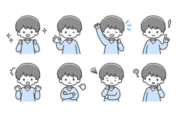 いろいろな表情の男の子セット　上半身