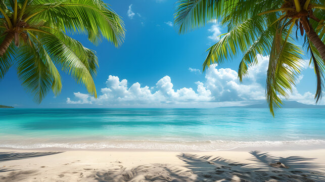 Palm tree on the tropical beach, generative ai