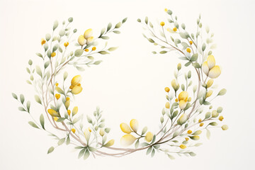Minimal easter wreath with soft pastel colors and illustrative style
