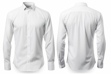 Men's white shirt front and back isolated on white, white shirt on model, men's shirt mockup - Powered by Adobe