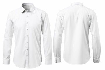 Men's white shirt front and back isolated on white, white shirt on model, men's shirt mockup