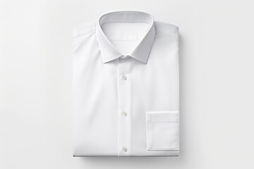 Men's white shirt isolated on white, neatly folded flat white shirt, men's shirt mockup, shirt sale, shopping website category icon