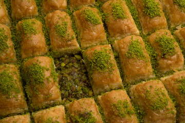 Baklava, traditional array baklava in turkish dessert.  