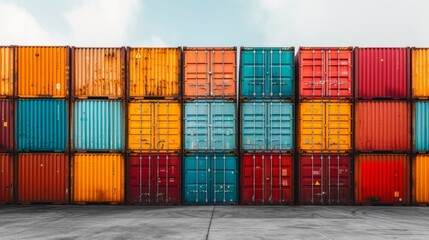 Fototapeta premium Cargo Handling stack of container shipping, Transportation business