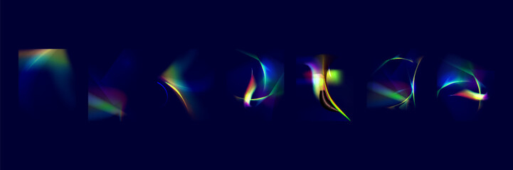 Crystal light glasses effect sparkle prism glare reflection effect. Banner optical rainbow lights, glare, leak, streak overlay. falling confetti.