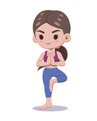 Cute style Yoga girl cartoon illustration
