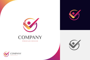 business success People Check Logo design, human good service icon symbol, analysis health check logo element. coach logo symbol