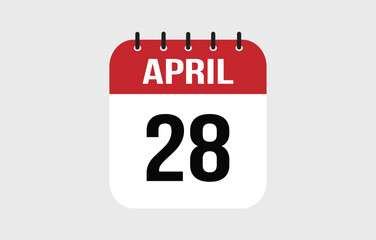 28 April Calendar. April Calendar Vector Illustration.