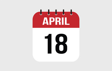 18 April Calendar. April Calendar Vector Illustration.