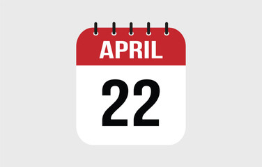 22 April Calendar. April Calendar Vector Illustration.