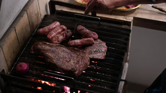 Perfect Argentinian grilled meat cooking