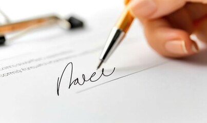 Close up shot of a business woman signing the papers