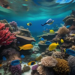 A vibrant coral reef teeming with colorful fish and other marine life5