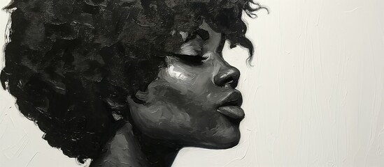 Monochromatic Serenity: Profile of an African Woman in Textured Grayscale
