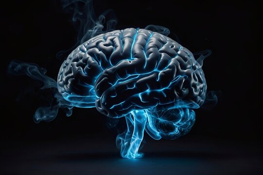 Human brain exploding with energy, creativity and knowledge, power of brain.
