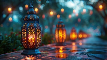 Ramadan Lantern Decoration Background with Copy Space. Islam, Religion, Culture, Festival, Islamic
