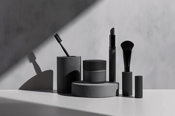 beauty products mockup, cosmetics on the table, cosmetic beauty products with display, cream container mock up, cosmetic series for face skin care, skin care product and package ads template