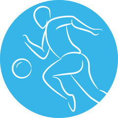 Sketch Football and Soccer Player in Circle Button