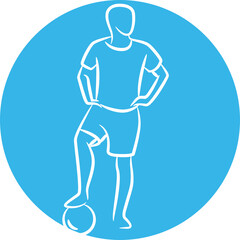 Sketch Football and Soccer Player in Circle Button