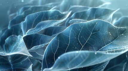 Neem Leaf Frost: Macro glimpse of fresh neem leaves adorned with a delicate frost.