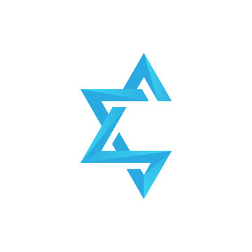 Abstract star blue with letter c loho