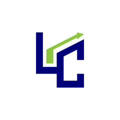 Letter LV finance logo blue green color 