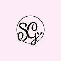 Initial abstrak circle SG logo circle leaf
