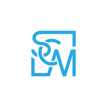 Abstract initials scm logo square line blue color