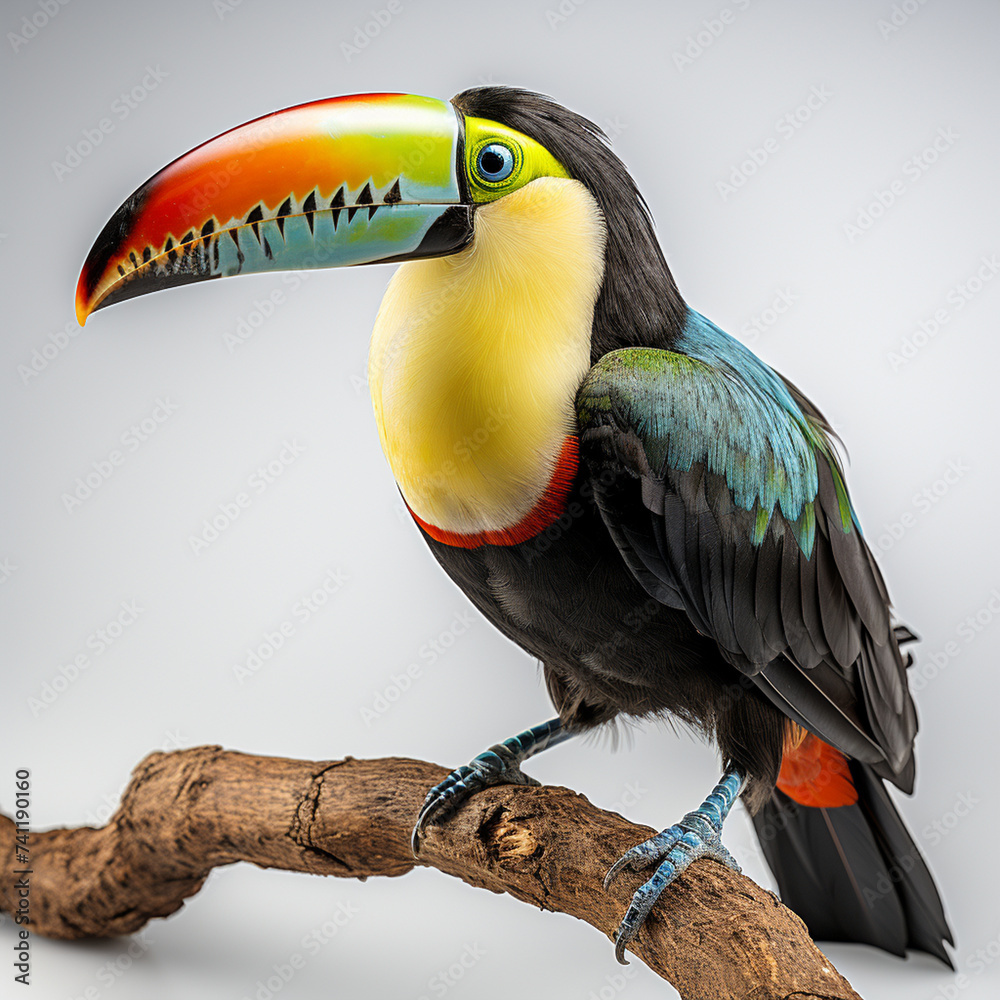 Wall mural Exotic Toucan Varieties white background