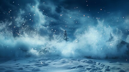 Snow Storm at Night Background. Generative AI