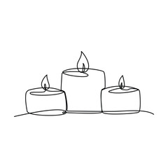 Candel single continuous one line out line vector art  drawing  and tattoo design