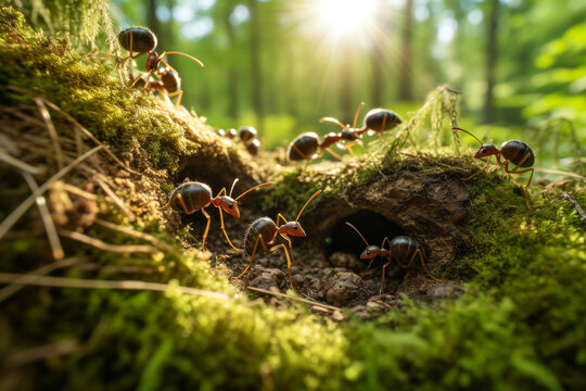 ants on top of their nests