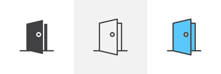 Open Door Isolated Line Icon Style Design. Simple Vector Illustration