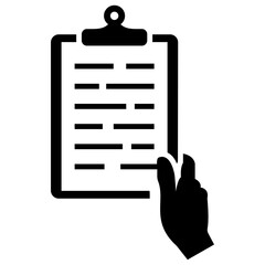 Solid icon design of man with clipboard 