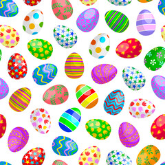 Colorful Easter eggs seamless pattern. Happy Easter day background.